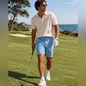 Travis Mathew Golf Shorts Blue Size 40 Performance Stretch Casual Summer Chic